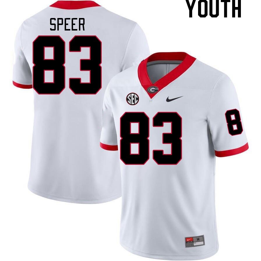 Georgia Bulldogs Youth Cole Speer #83 White Stitched College UGA Football Jersey 23GX017ED